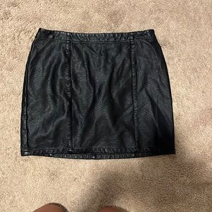 Black mini leather skirt